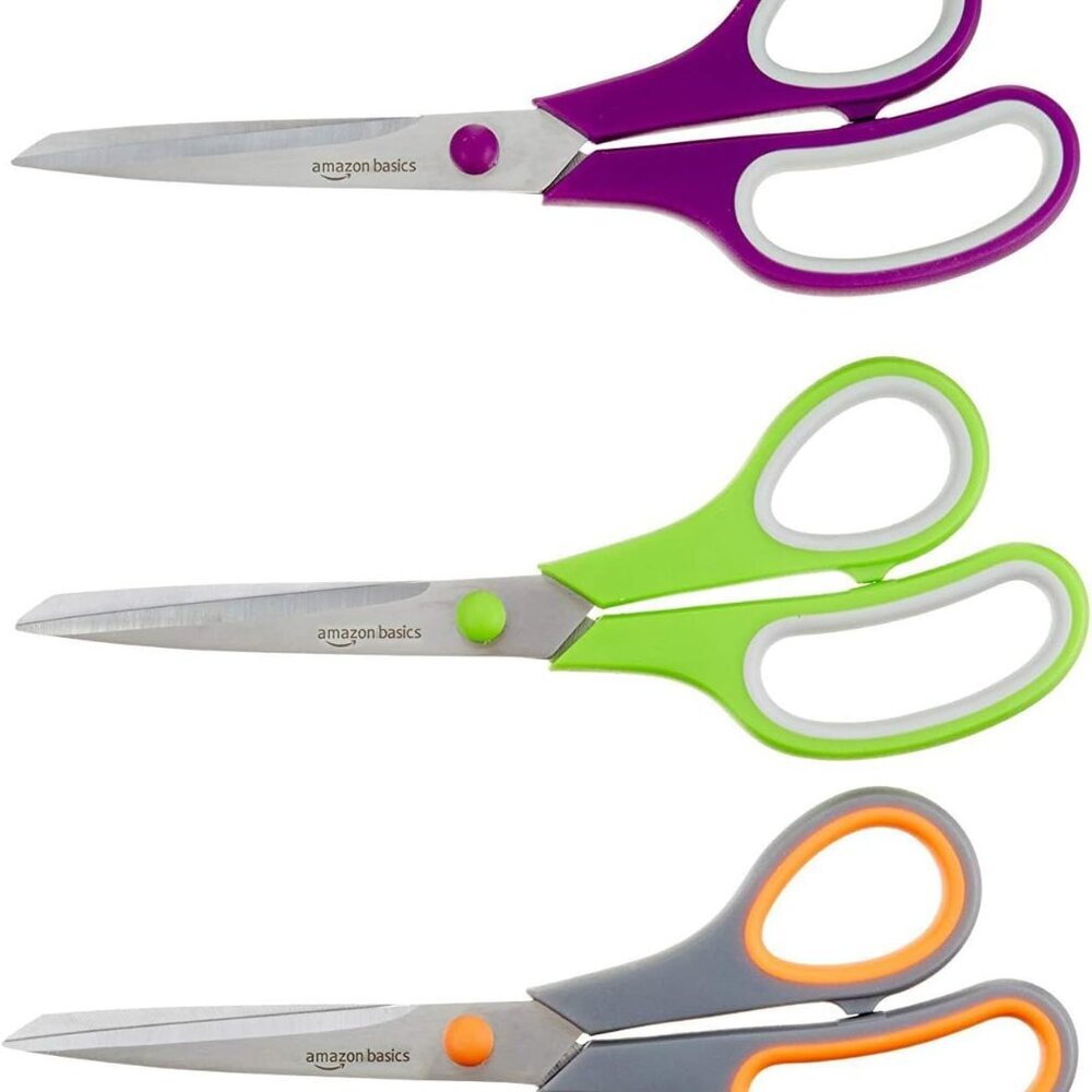 Stainless Steel Scissors for Office, Crafts, Multipurpose, Sharp, Comfort Grip,